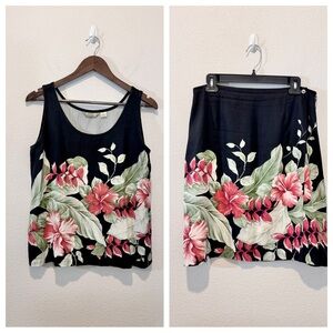 Tommy Bahama Resortcore Tropical Floral Silk Skirt Top Set Large Travel Beach